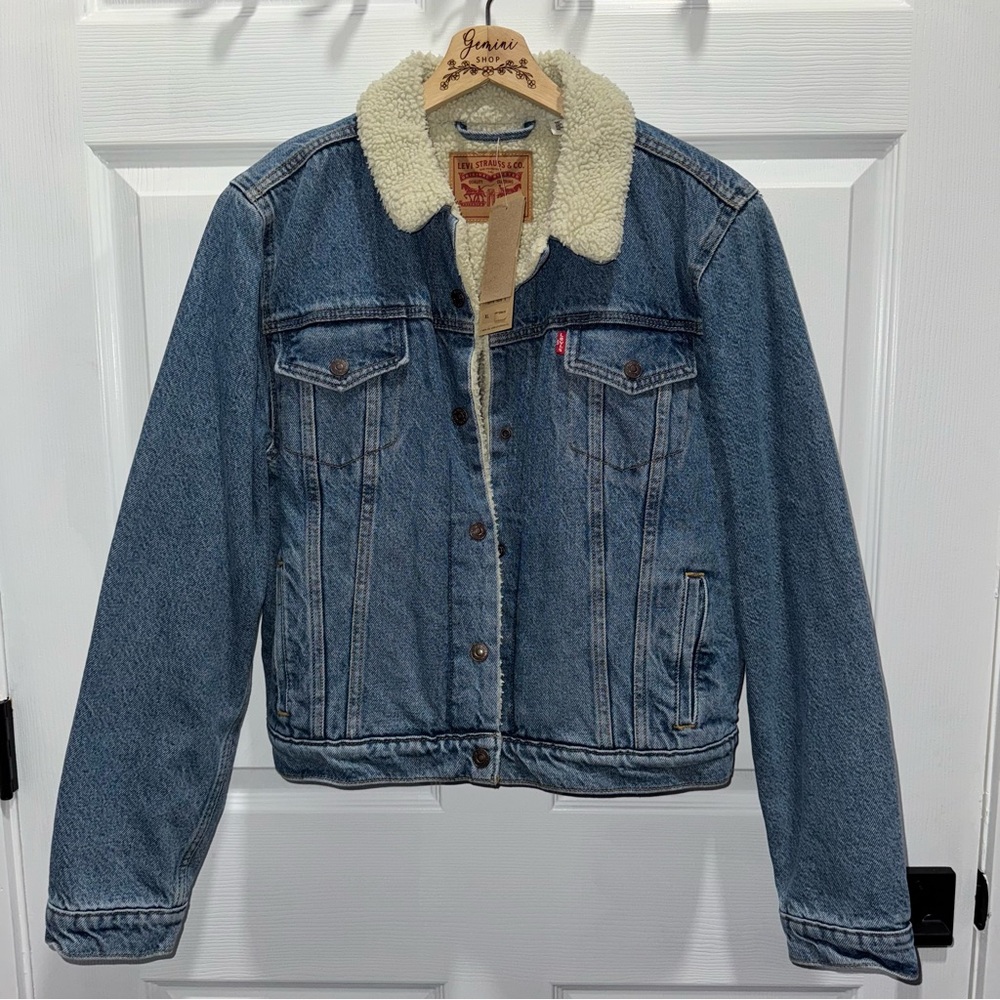 NWT {LEVI’S} Original Denim Sherpa Trucker Jacket, XL - Picture 4 of 10